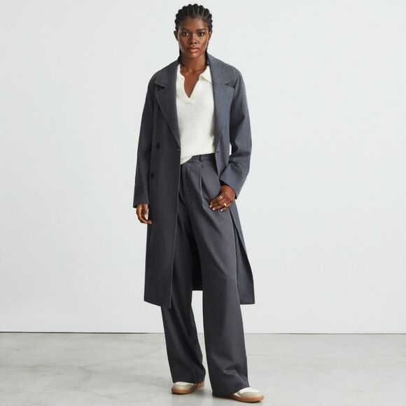 Everlane Baby Blue THE ALPACA WAFFLE-STITCH POLO Sweater S - Picture 8 of 13